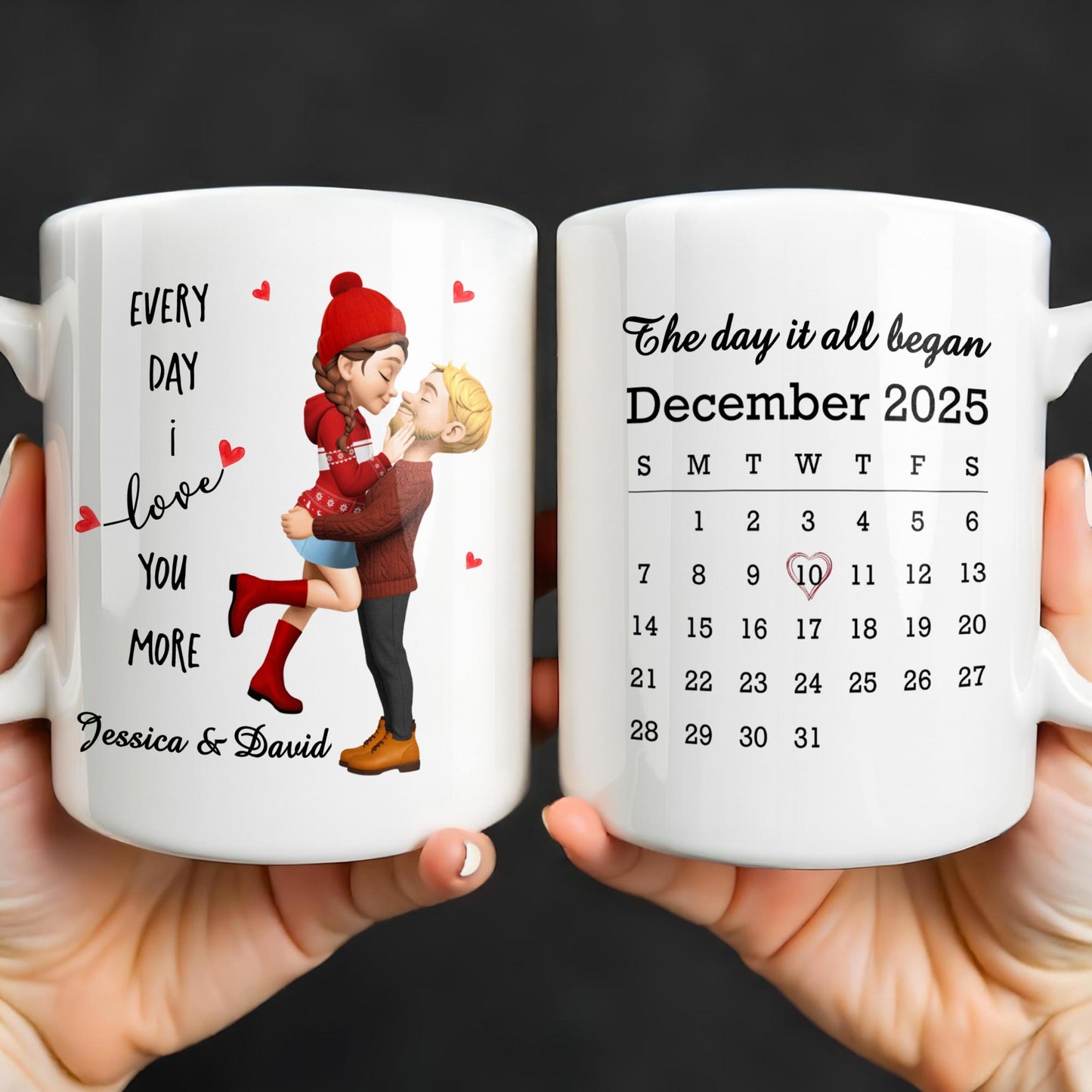 Every Day I Love You More, Couple And Calendar Design