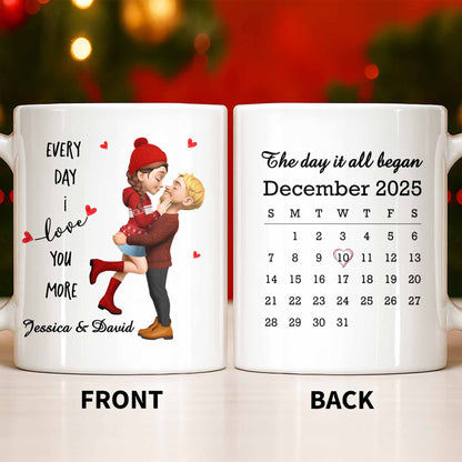 Every Day I Love You More, Couple And Calendar Design