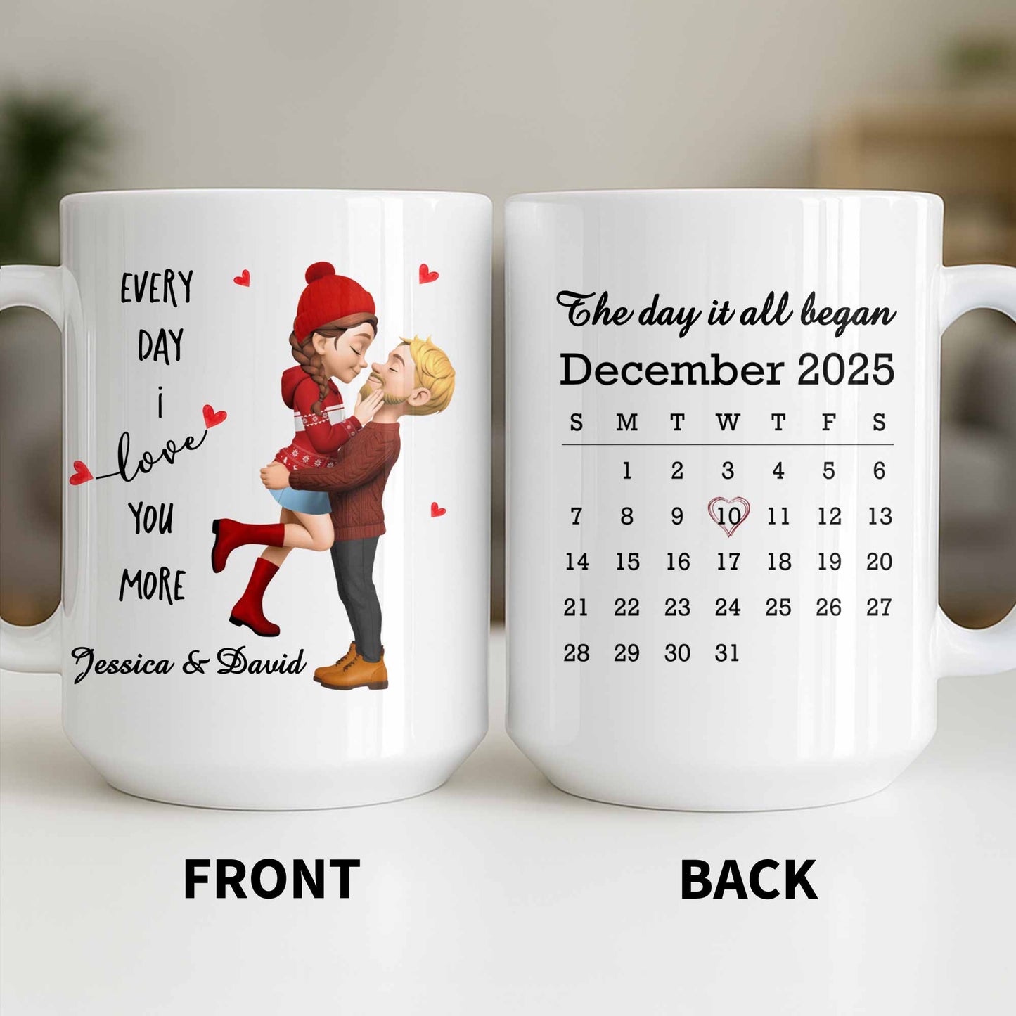 Every Day I Love You More, Couple And Calendar Design