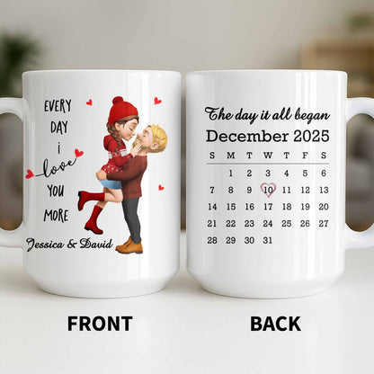 Every Day I Love You More, Couple And Calendar Design