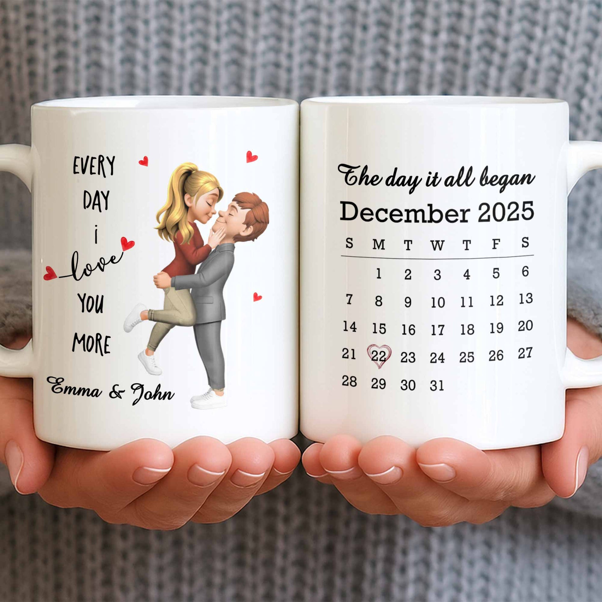Every Day I Love You More, Couple And Calendar Design