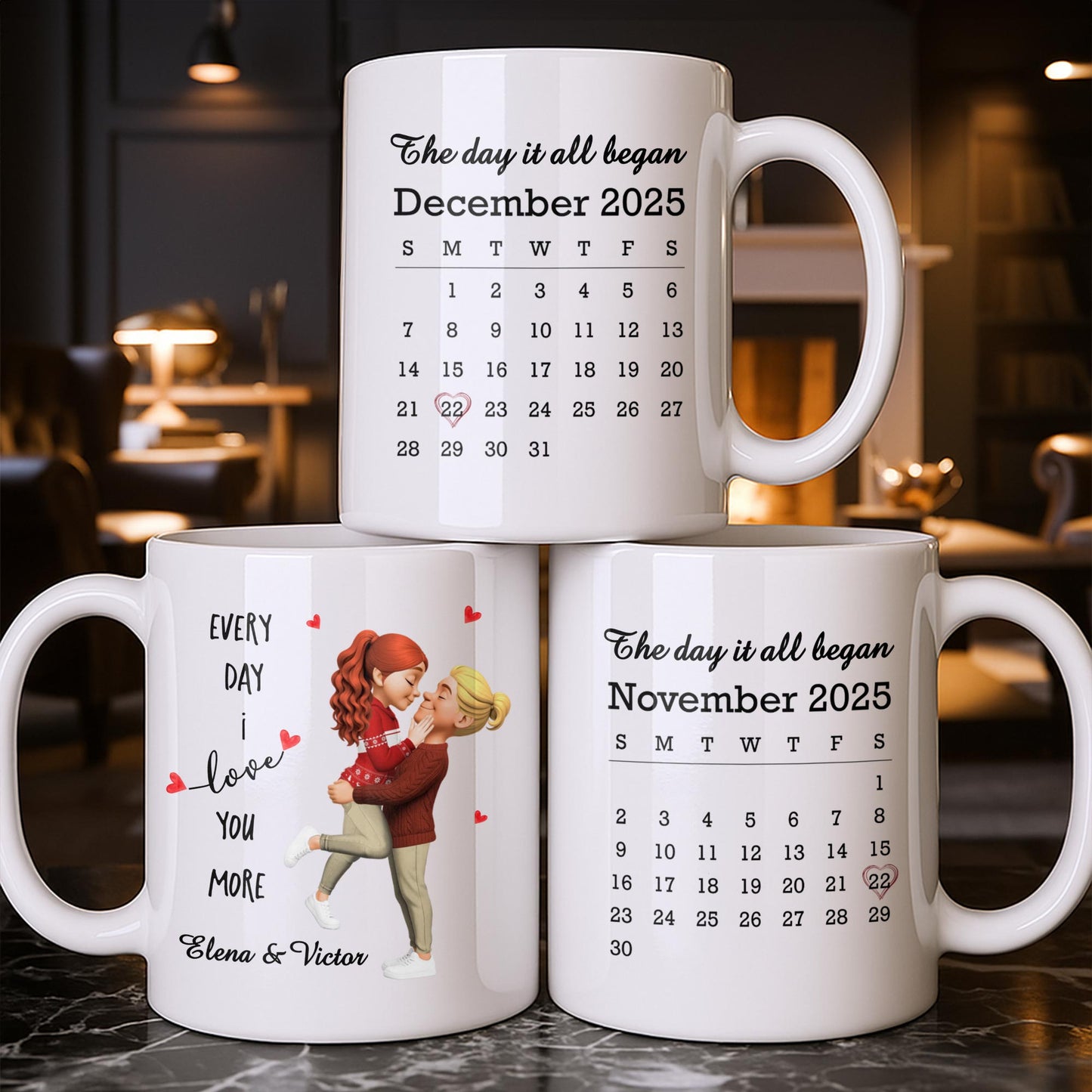 Every Day I Love You More, Couple And Calendar Design