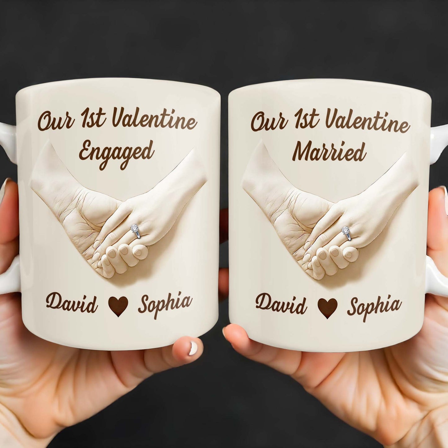 Our 1st Valentine Engaged, Holding Hands With Ring