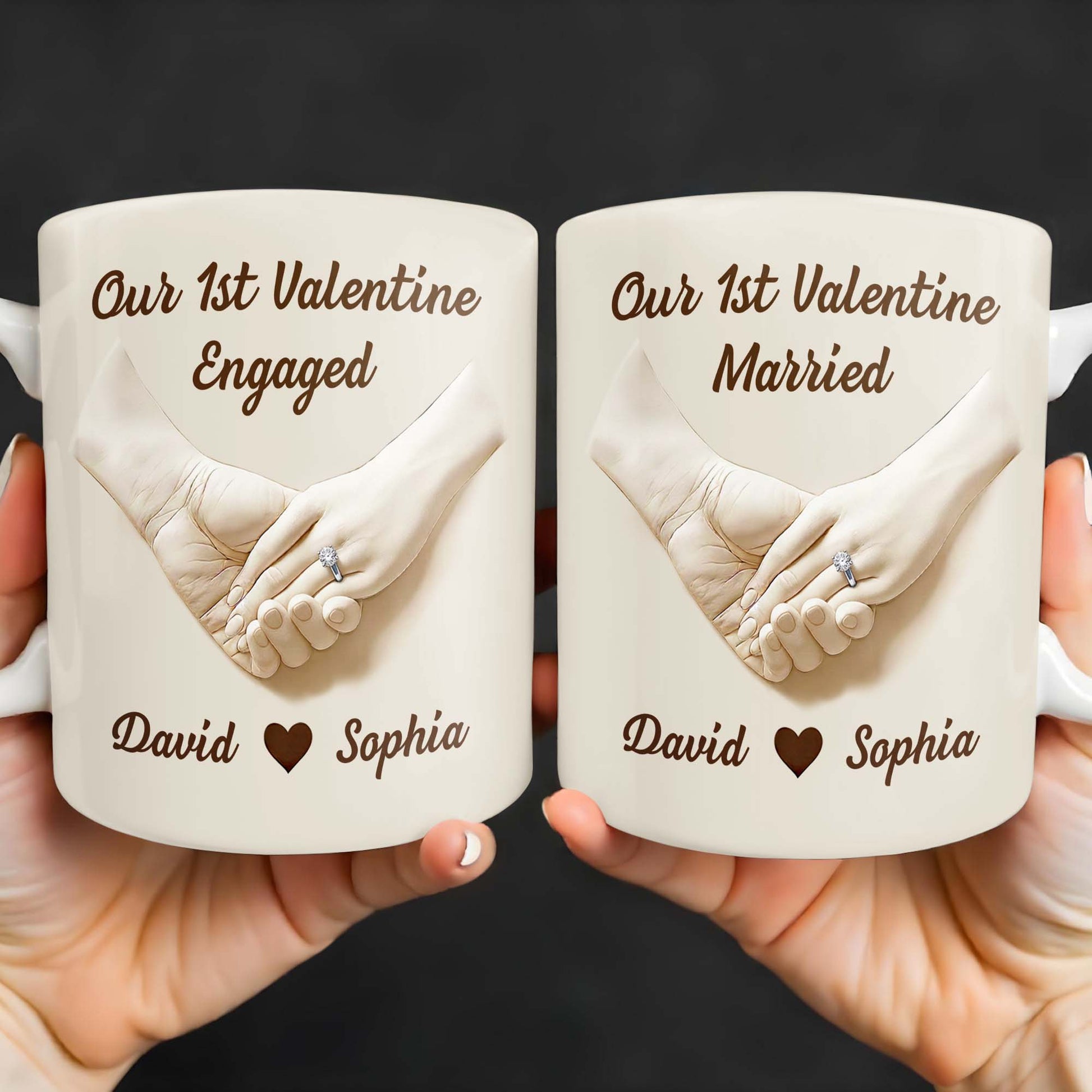 Our 1st Valentine Engaged, Holding Hands With Ring