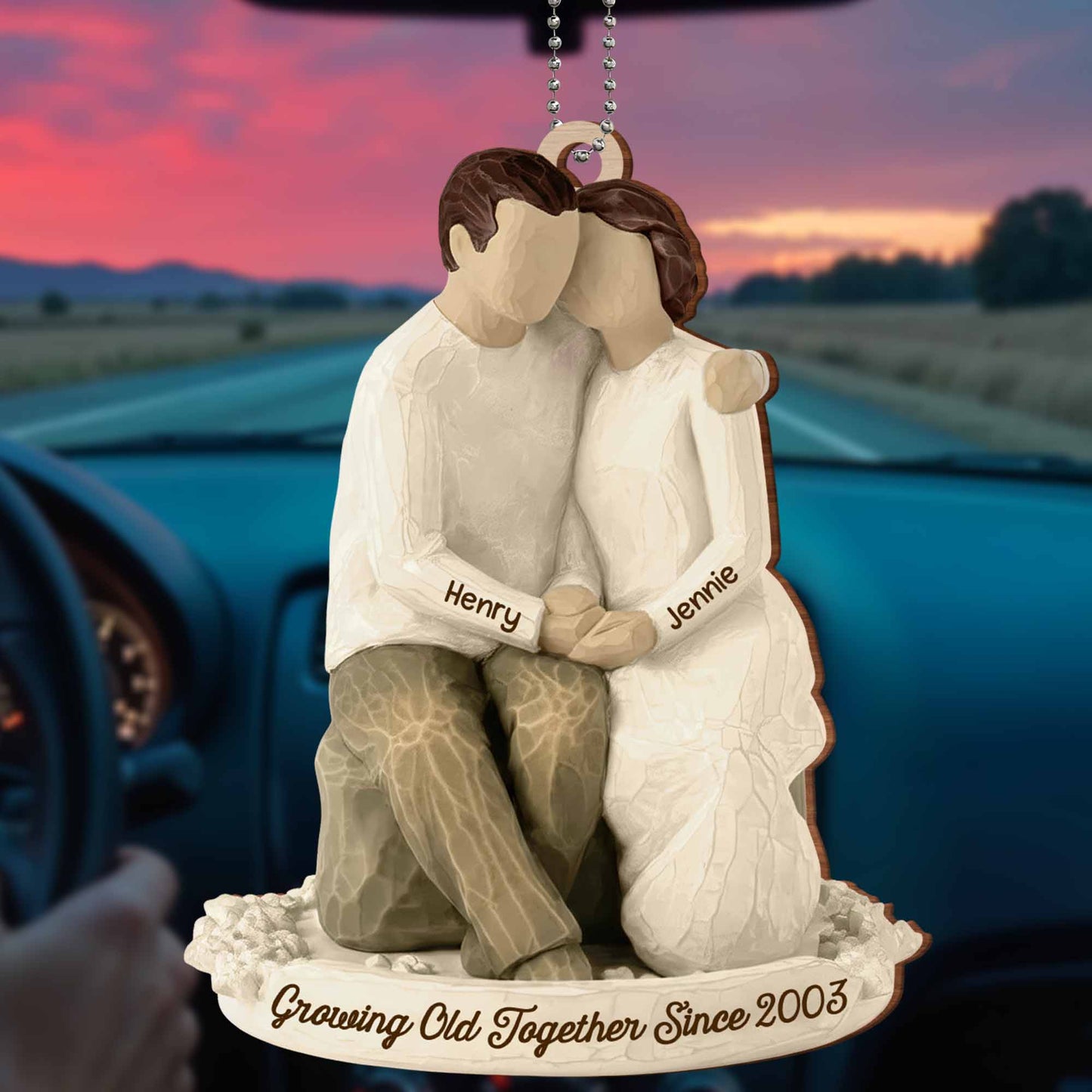 Growing Old Together, Couple Car Hanging Ornament