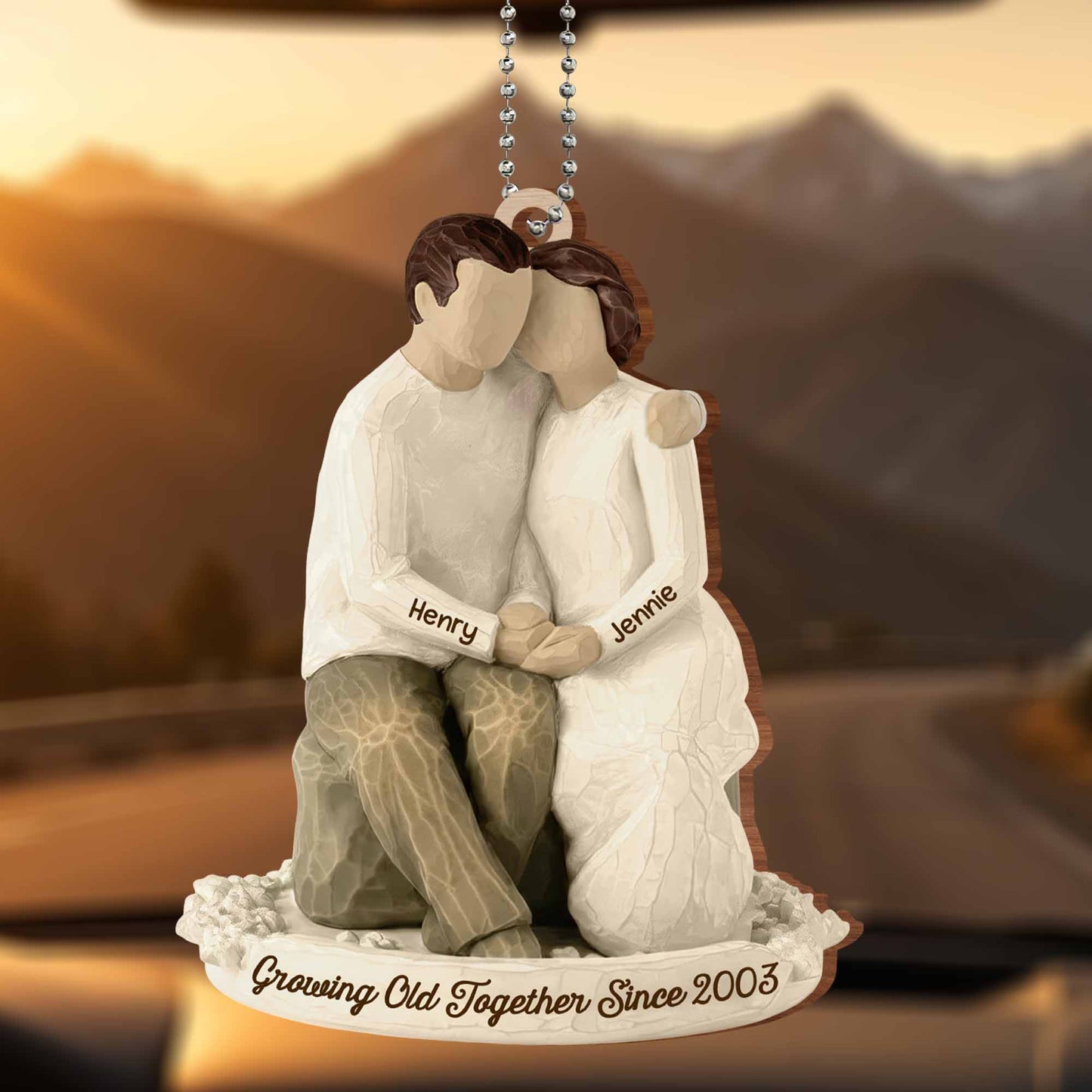 Growing Old Together, Couple Car Hanging Ornament