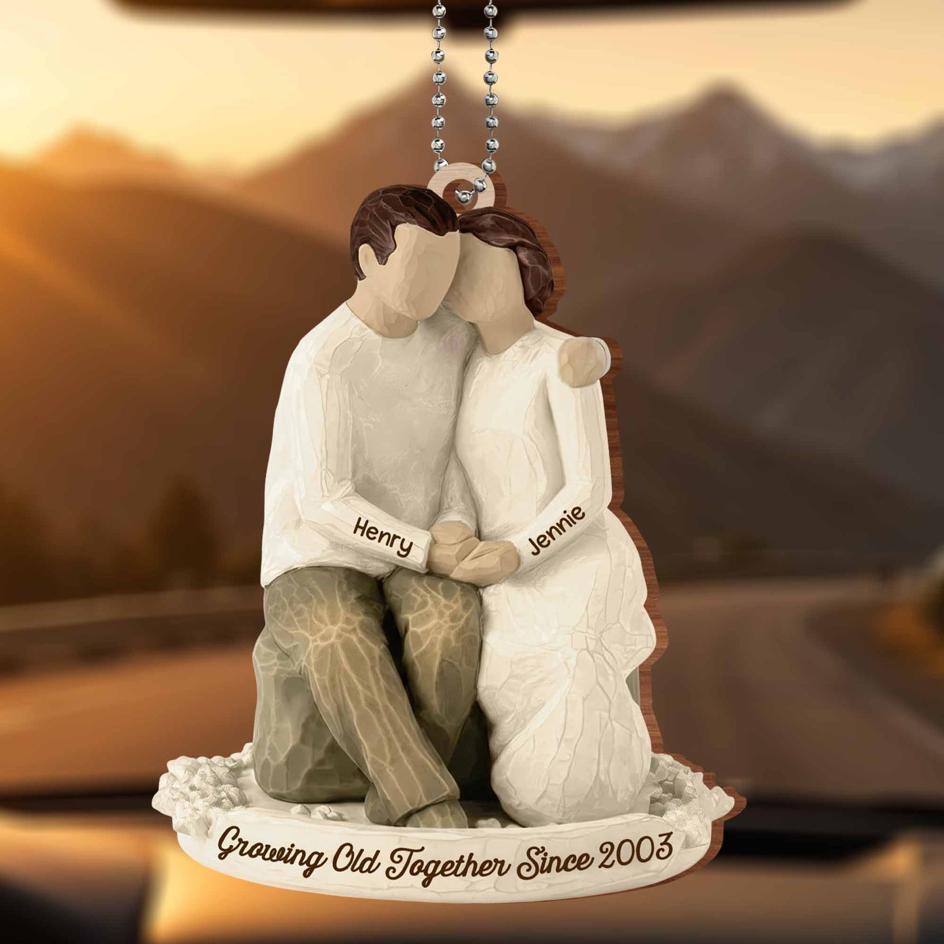 Growing Old Together, Couple Car Hanging Ornament