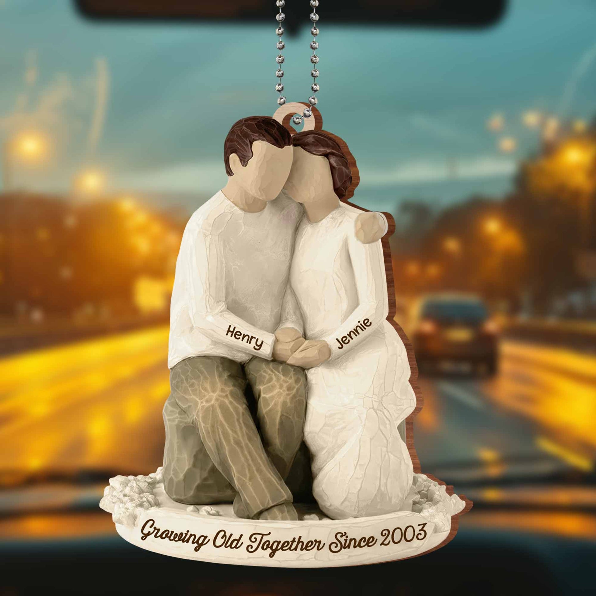 Growing Old Together, Couple Car Hanging Ornament
