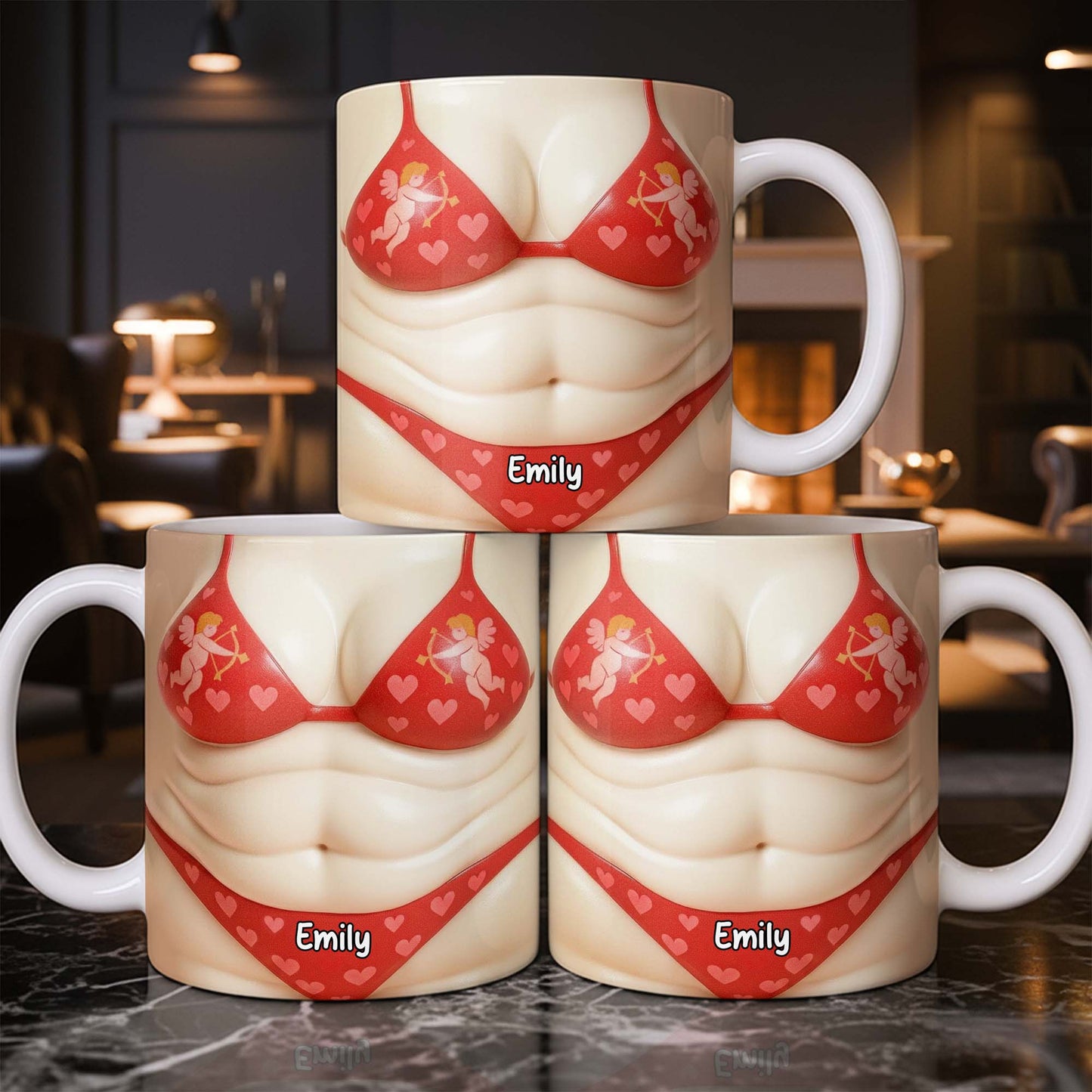 Custom Cupid-Themed Mug With Hearts And Angels - Personalized Custom Coffee Mug - CPL1158_MG