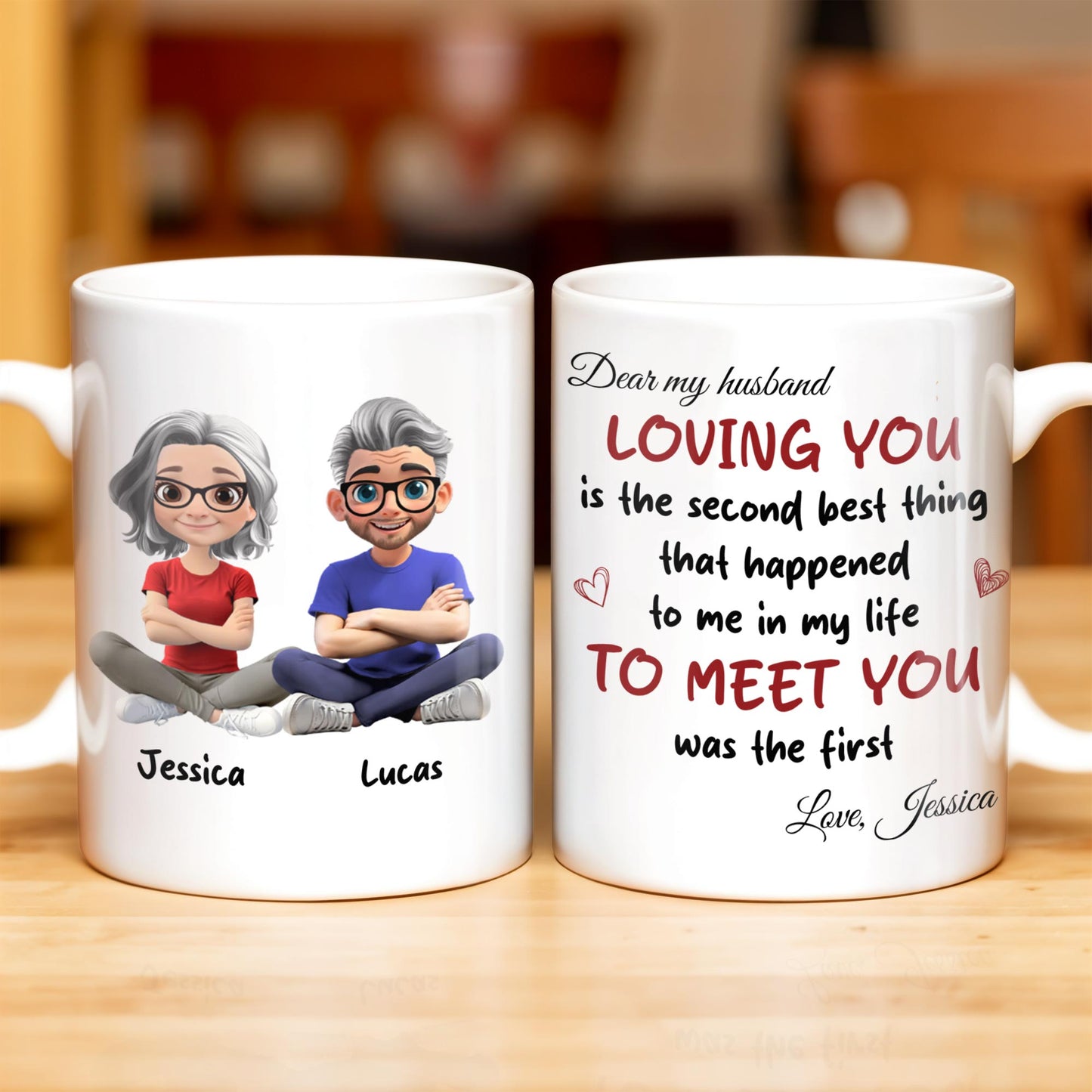 Loving You Is The Second Best Thing, Cartoon Couple Mug