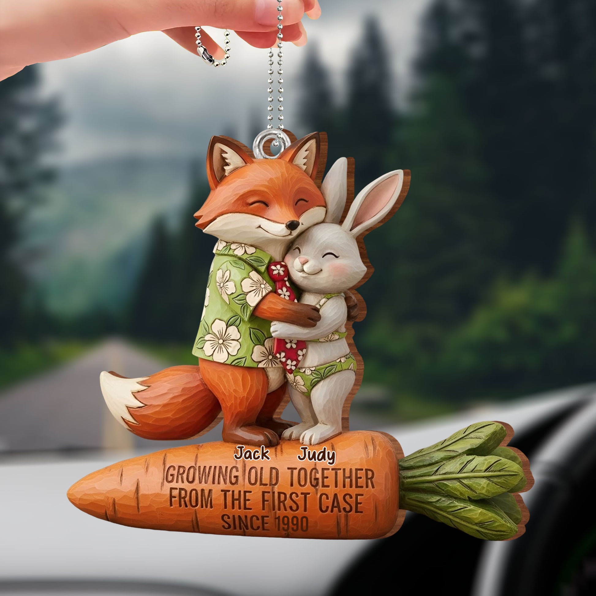 Growing Old Together Fox and Rabbit Ornament