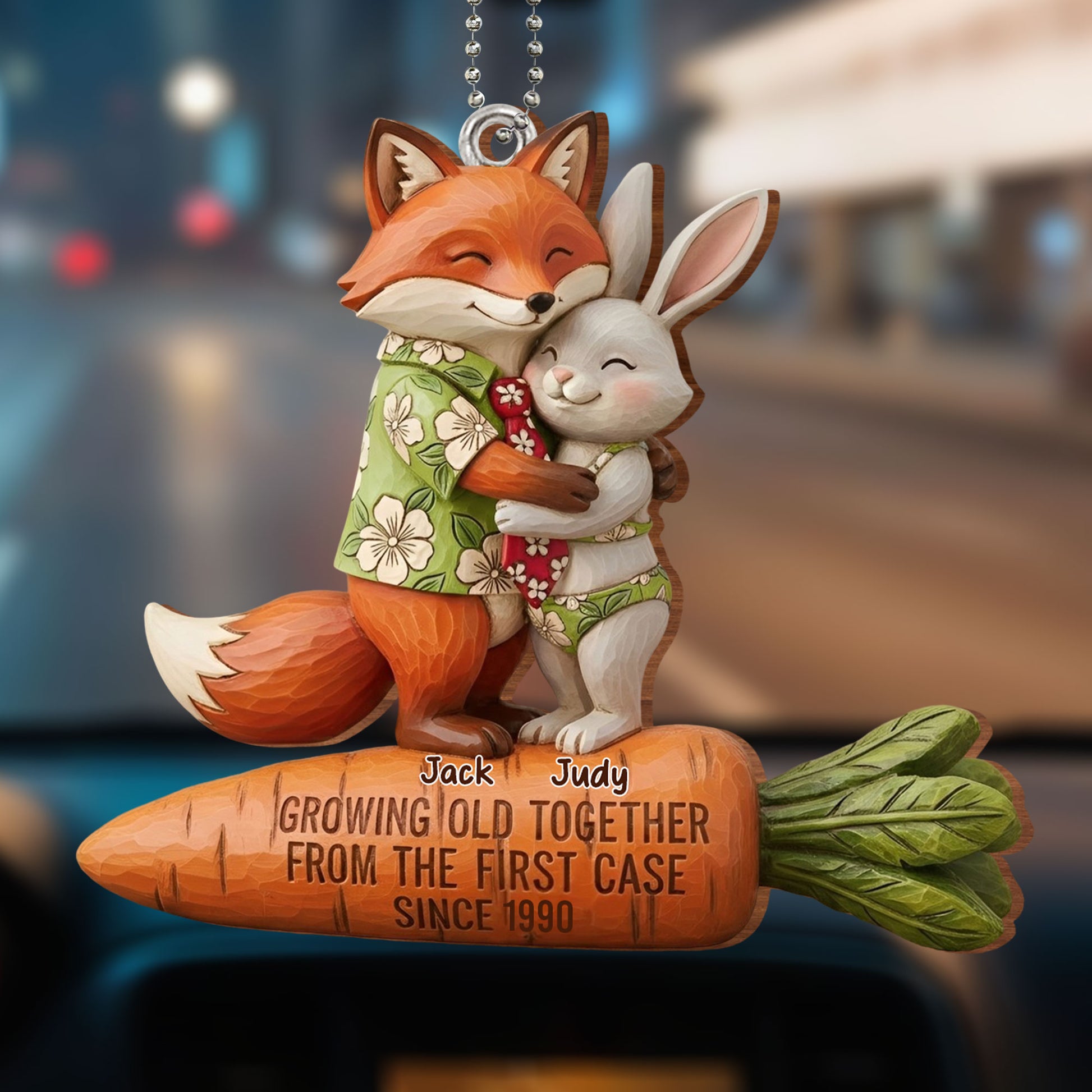 Growing Old Together Fox and Rabbit Ornament