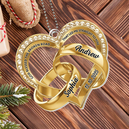 God Blessed The Broken Road, Heart And Rings Design