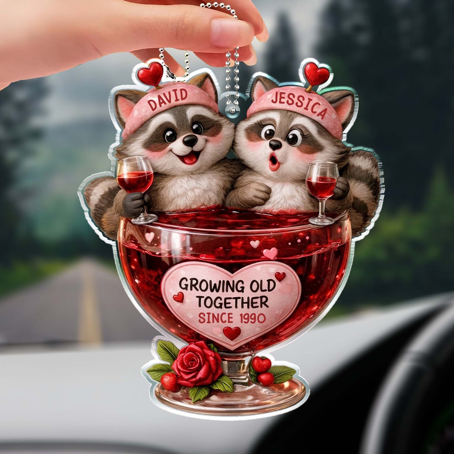 Growing Old Together, Raccoons Sharing Red Wine