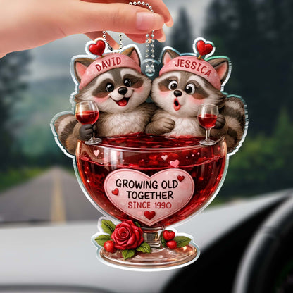 Growing Old Together, Raccoons Sharing Red Wine
