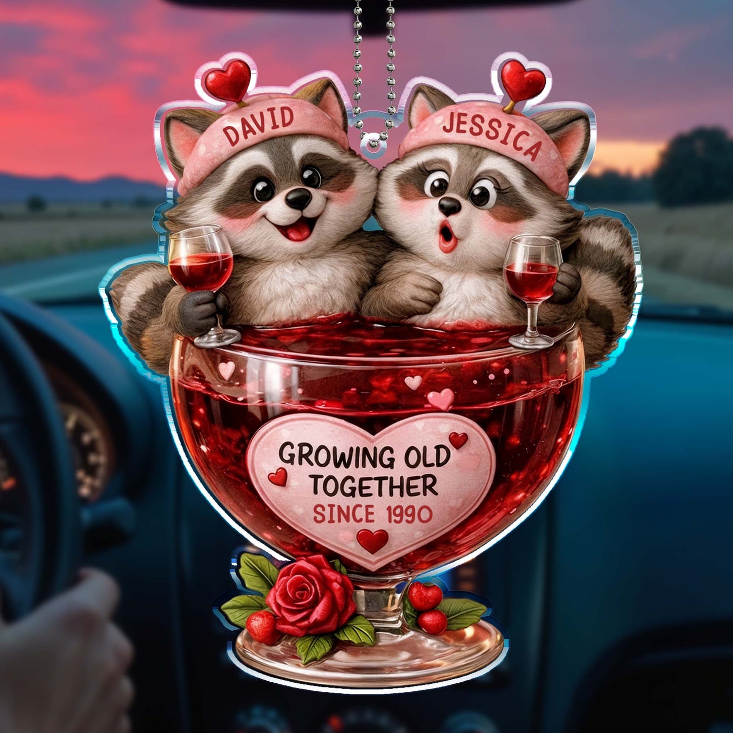 Growing Old Together, Raccoons Sharing Red Wine