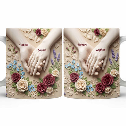 Celebrate Love And Commitment, Hands And Roses - Personalized Custom Coffee Mug - CPL1187_MG