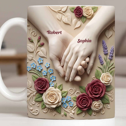 Celebrate Love And Commitment, Hands And Roses - Personalized Custom Coffee Mug - CPL1187_MG