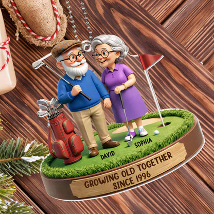 Growing Old Together Elderly Couple Golf Theme