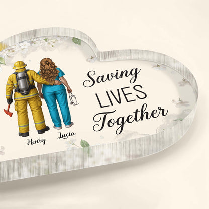 Saving Lives Together, Firefighter And Healthcare Worker