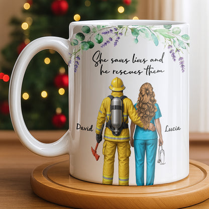 She Saves Lives And He Rescues Them, Featuring Firefighter And Nurse