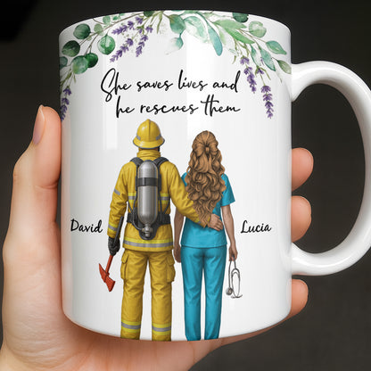 She Saves Lives And He Rescues Them, Featuring Firefighter And Nurse