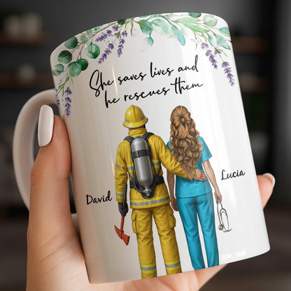 She Saves Lives And He Rescues Them, Featuring Firefighter And Nurse