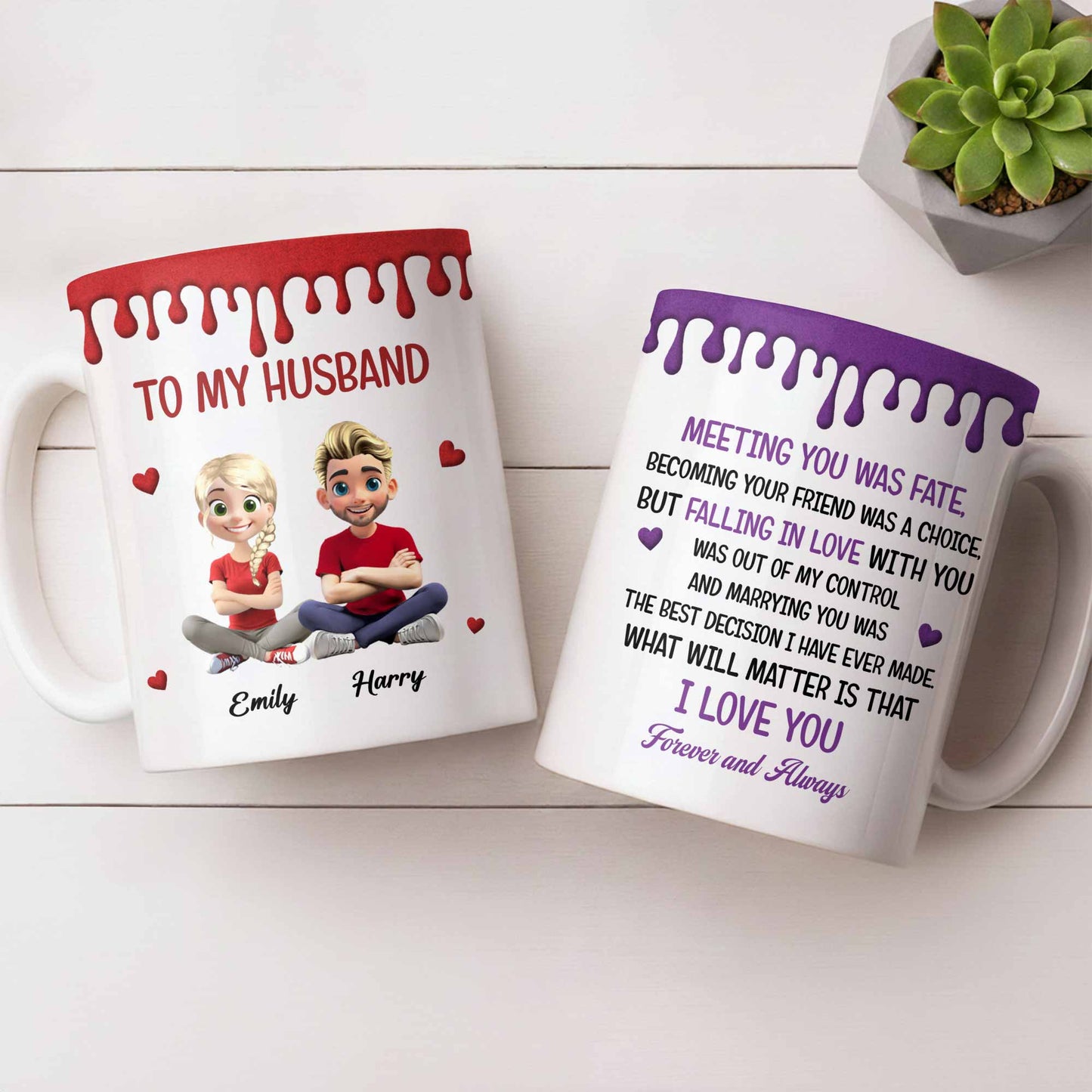 To My Husband, Meeting You Was Fate, Cartoon Couple