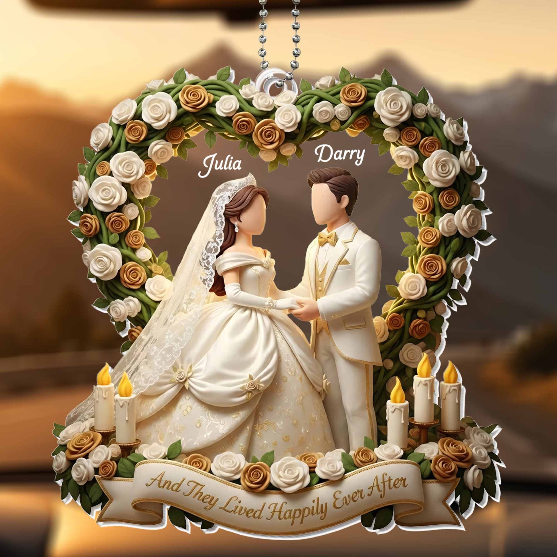 And They Lived Happily Ever After Bridal Couple and Roses