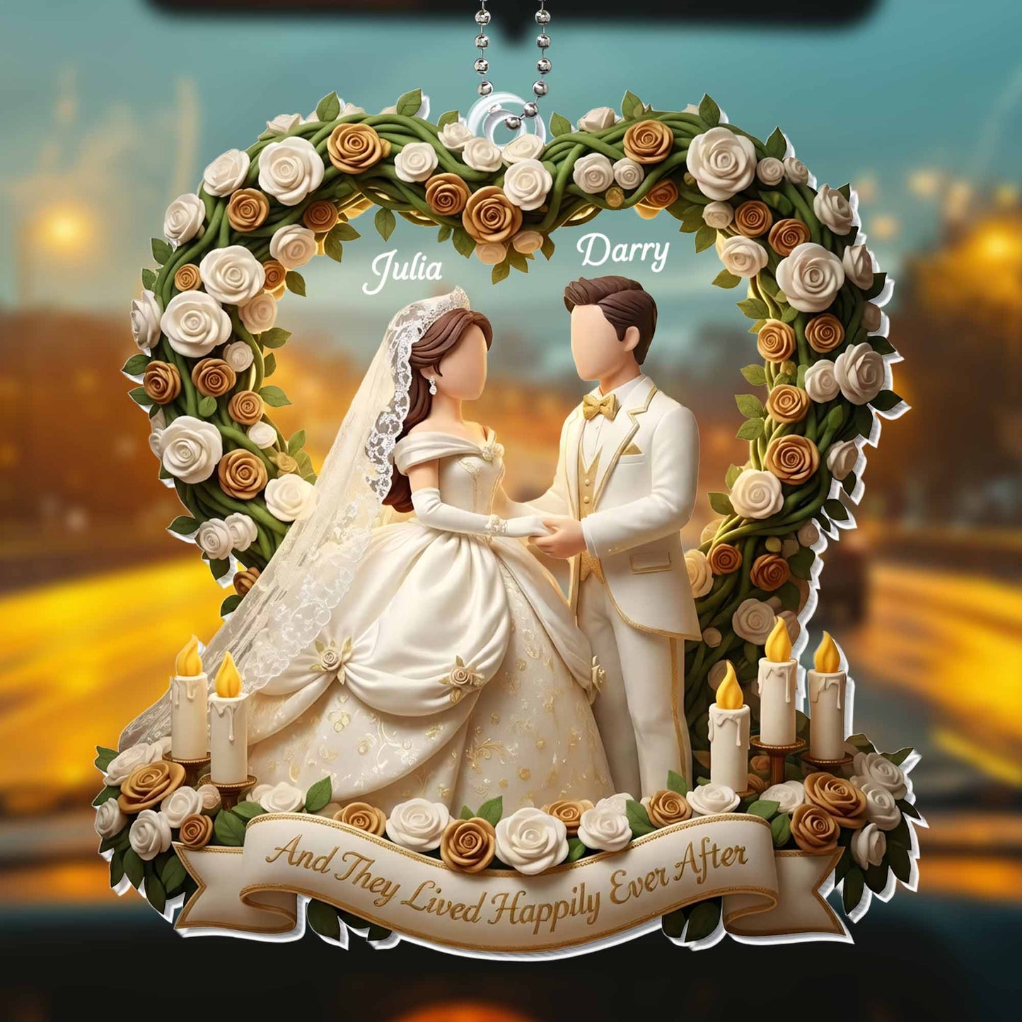 And They Lived Happily Ever After Bridal Couple and Roses