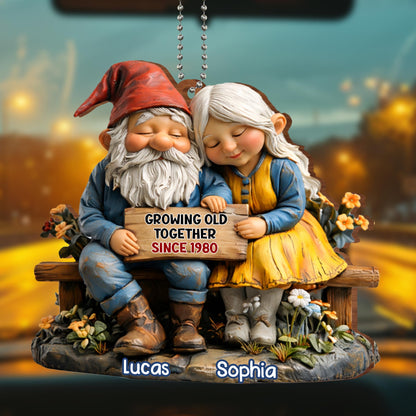 Growing Old Together, Gnomes And Flowers Ornament