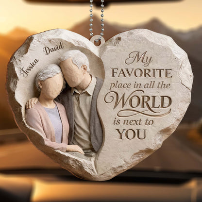 My Favorite Place Is Next to You Elderly Couple Heart Ornament