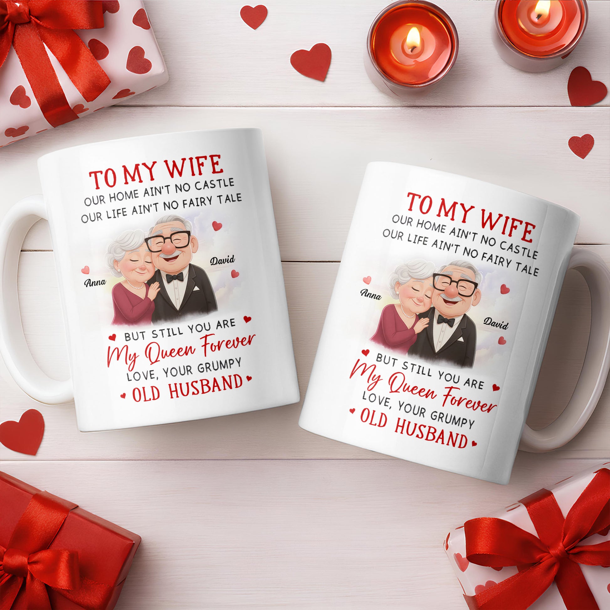 To My Wife You Are My Queen Forever Elderly Couple