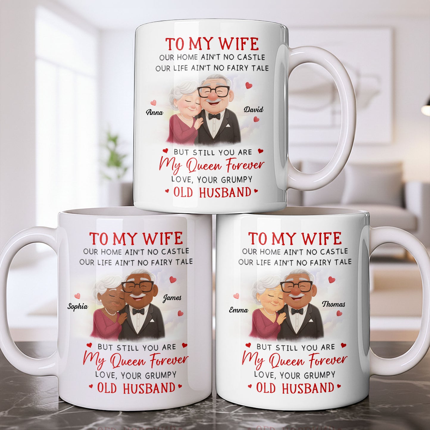 To My Wife You Are My Queen Forever Elderly Couple