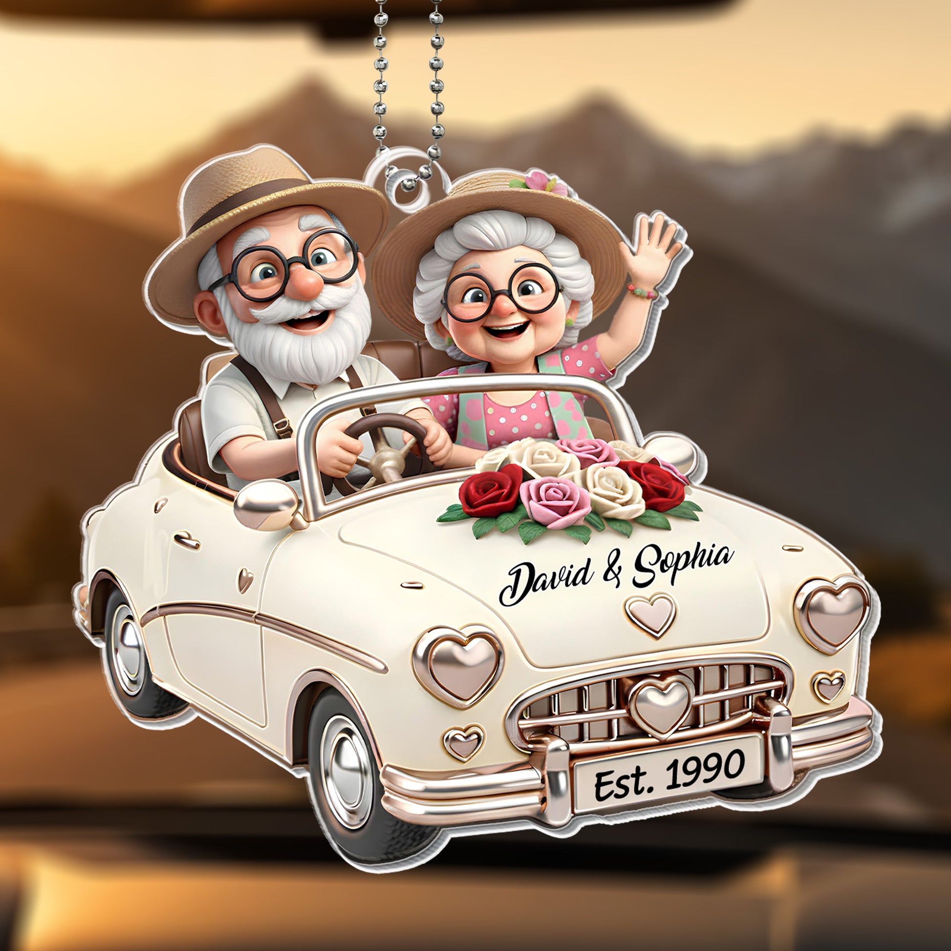 To My Wonderful Grandparents, Elder Couple In Classic Car