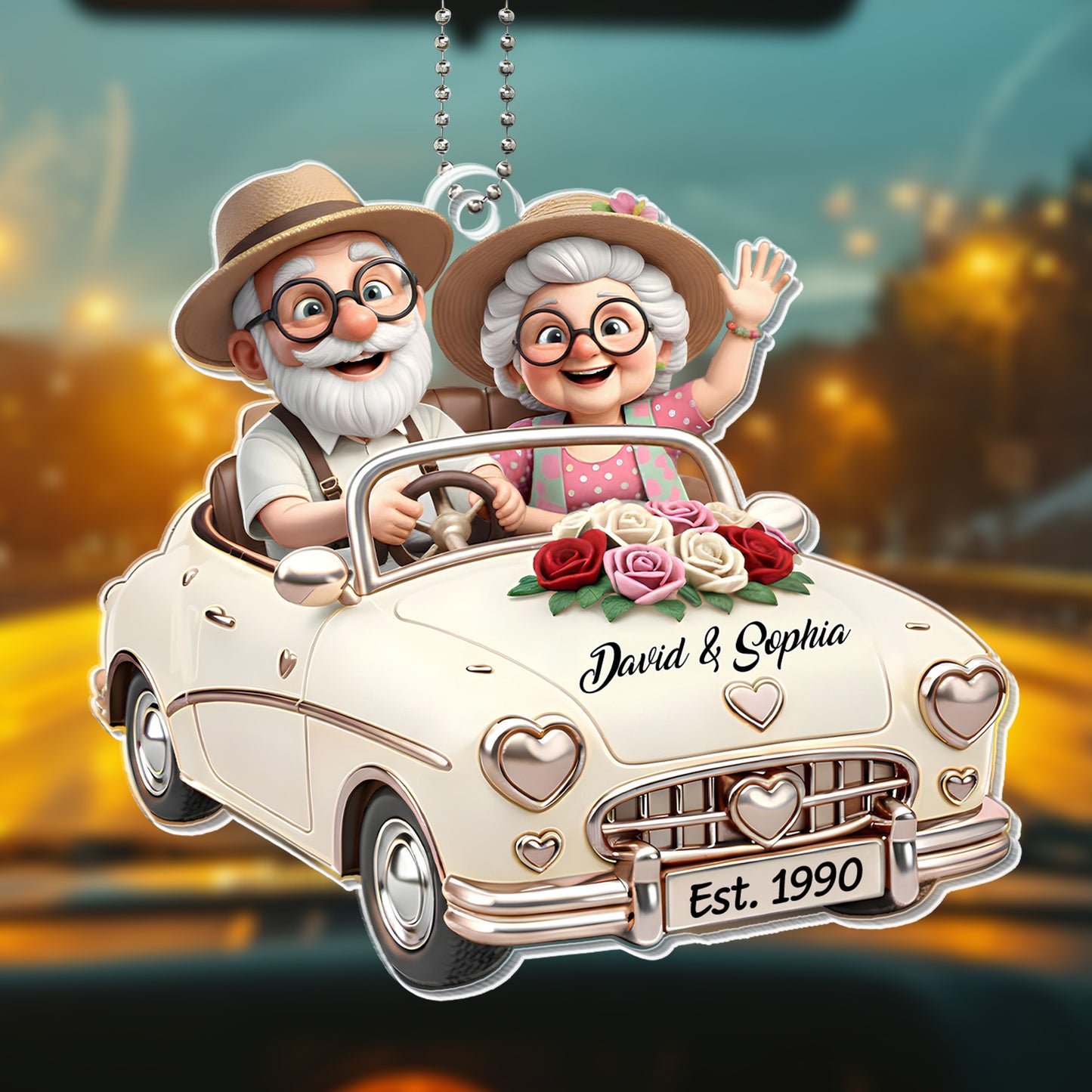To My Wonderful Grandparents, Elder Couple In Classic Car