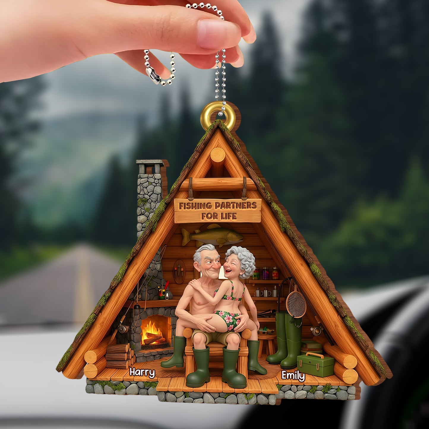 Fishing Partners For Life Cabin Ornament