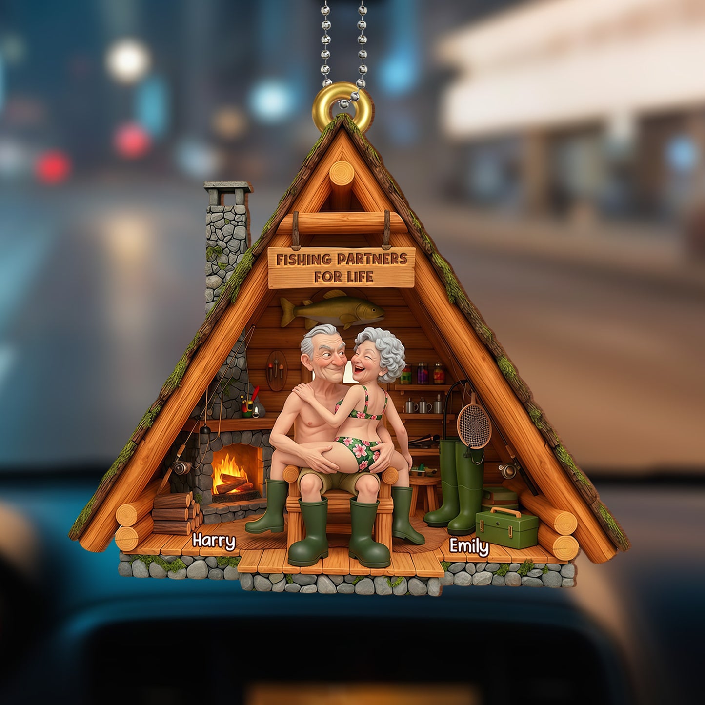 Fishing Partners For Life Cabin Ornament