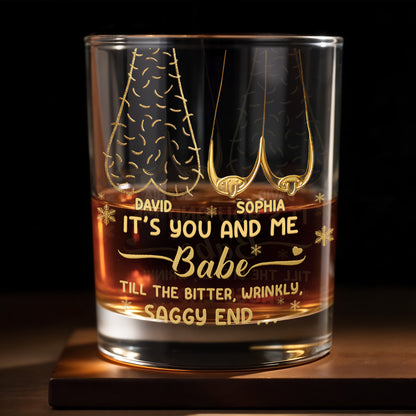 It's You And Me Babe, Heart And Stars - Personalized Custom Whiskey Glass - CPL1232_RWG