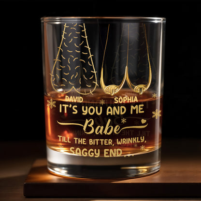 It's You And Me Babe, Heart And Stars - Personalized Custom Whiskey Glass - CPL1232_RWG