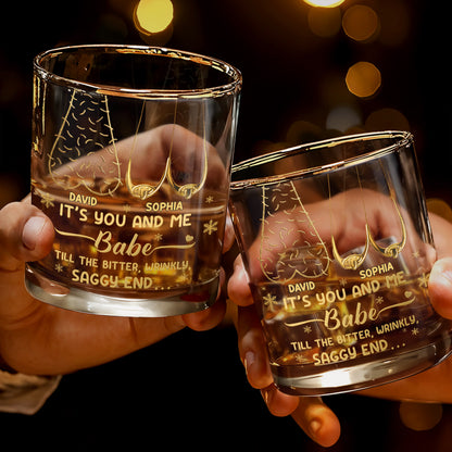 It's You And Me Babe, Heart And Stars - Personalized Custom Whiskey Glass - CPL1232_RWG