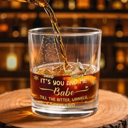 It's You And Me Babe, Heart And Stars - Personalized Custom Whiskey Glass - CPL1232_RWG