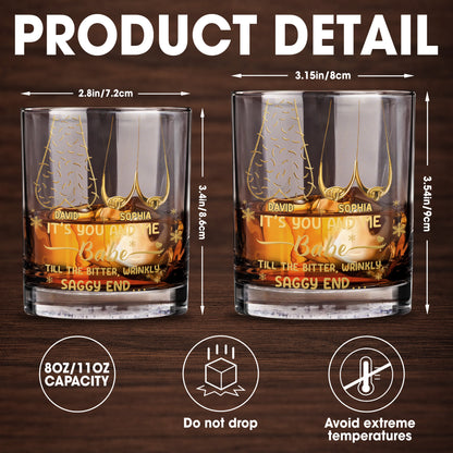 It's You And Me Babe, Heart And Stars - Personalized Custom Whiskey Glass - CPL1232_RWG