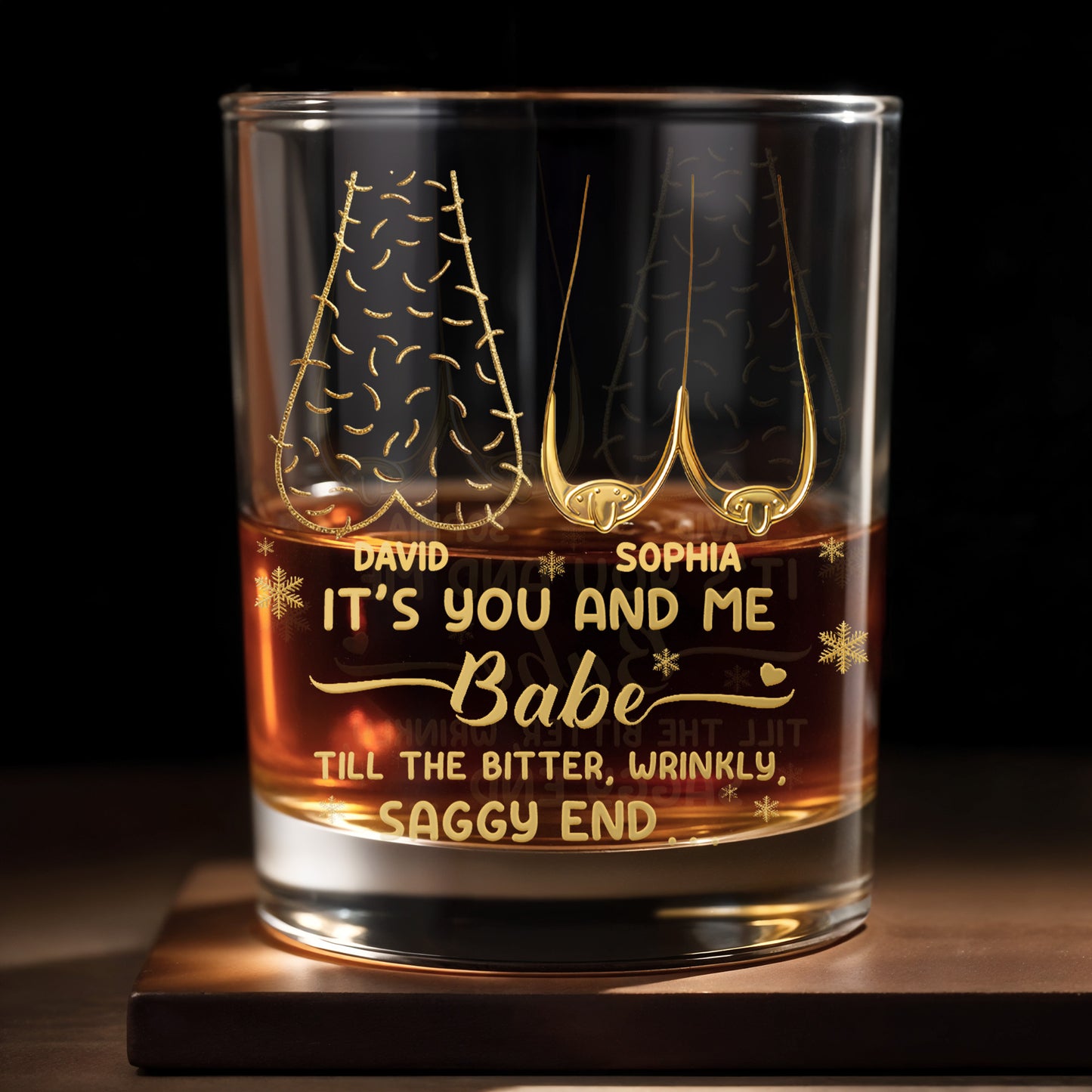 It's You And Me Babe, Heart And Stars - Personalized Custom Whiskey Glass - CPL1232_RWG