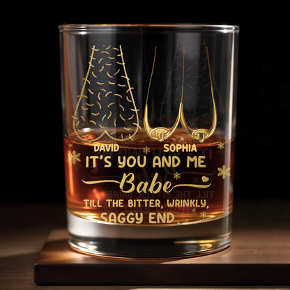 It's You And Me Babe, Heart And Stars - Personalized Custom Whiskey Glass - CPL1232_RWG