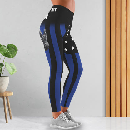 Taken By My Police Officer, Police Gloves And Stars - Personalized Women Leggings - CPL1237_WLEG