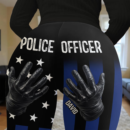 Taken By My Police Officer, Police Gloves And Stars - Personalized Women Leggings - CPL1237_WLEG