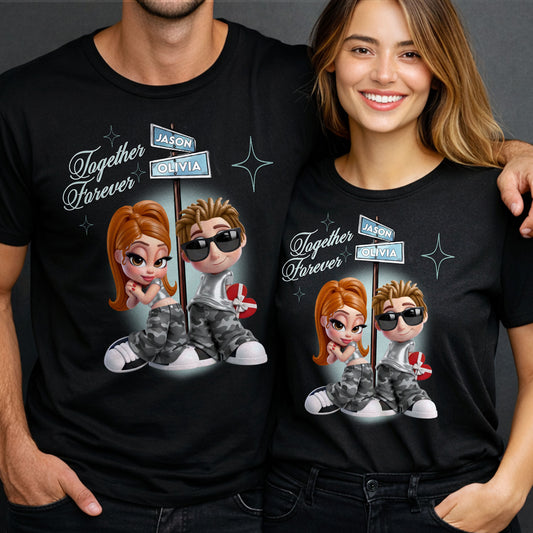 Together Forever, Cartoon Couple Heart Design