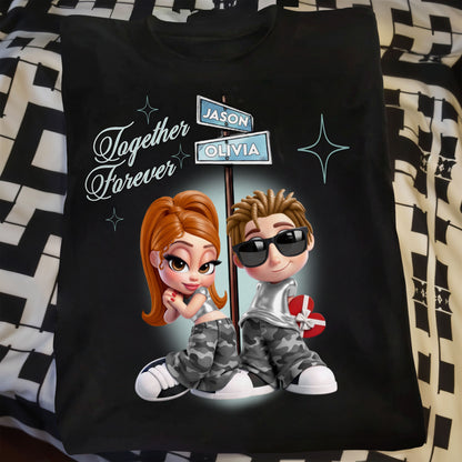 Together Forever, Cartoon Couple Heart Design