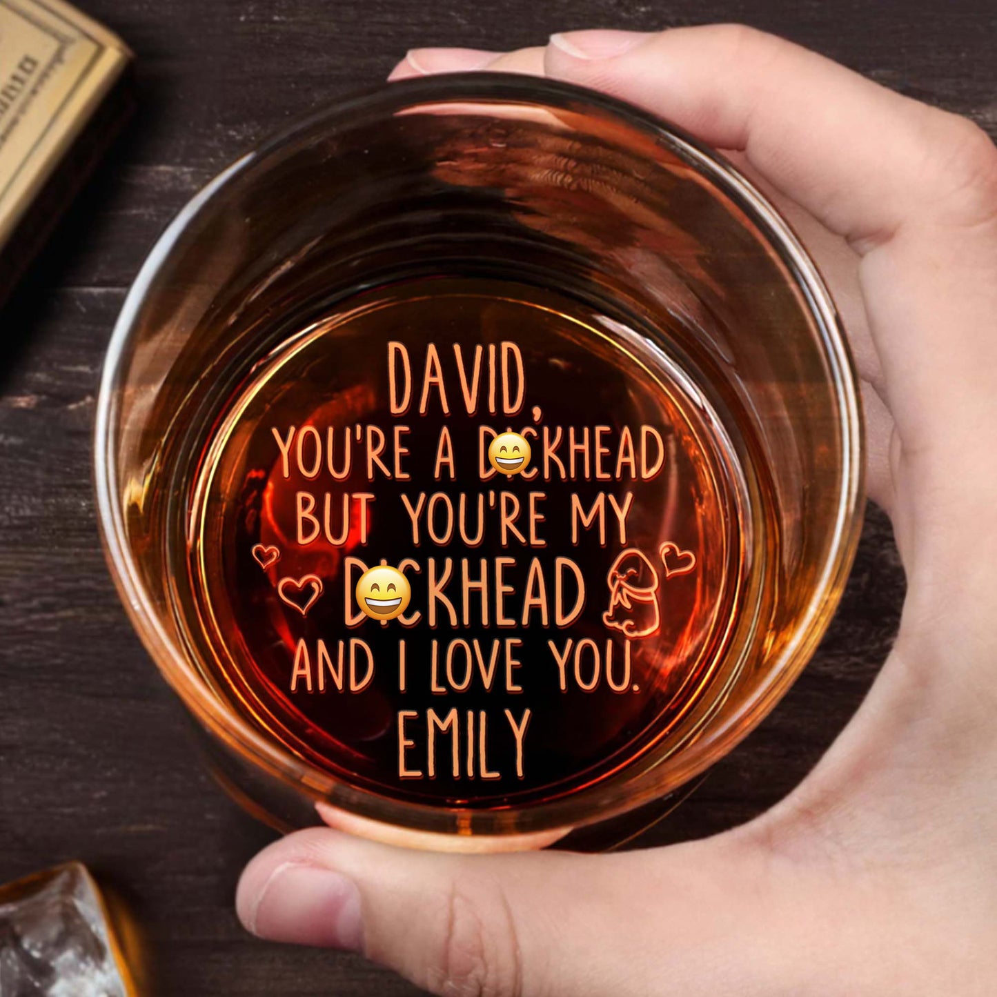 You're My Favorite Butthead, Hearts Design - Personalized Engraved Whiskey Glass - CPL1241_EWG